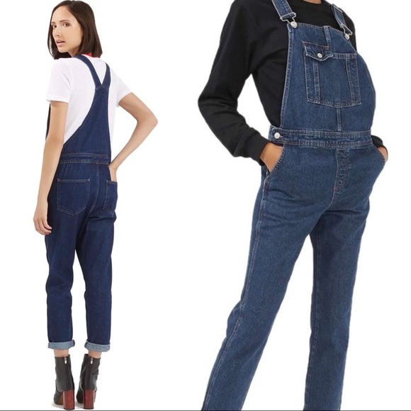 TopShop Moto Slim Denim Overalls - Picture 1 of 12